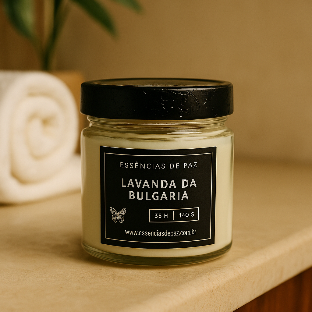 Lavanda da Bulgária – Vela Artesanal Vegana | 140g • 35h de Calma