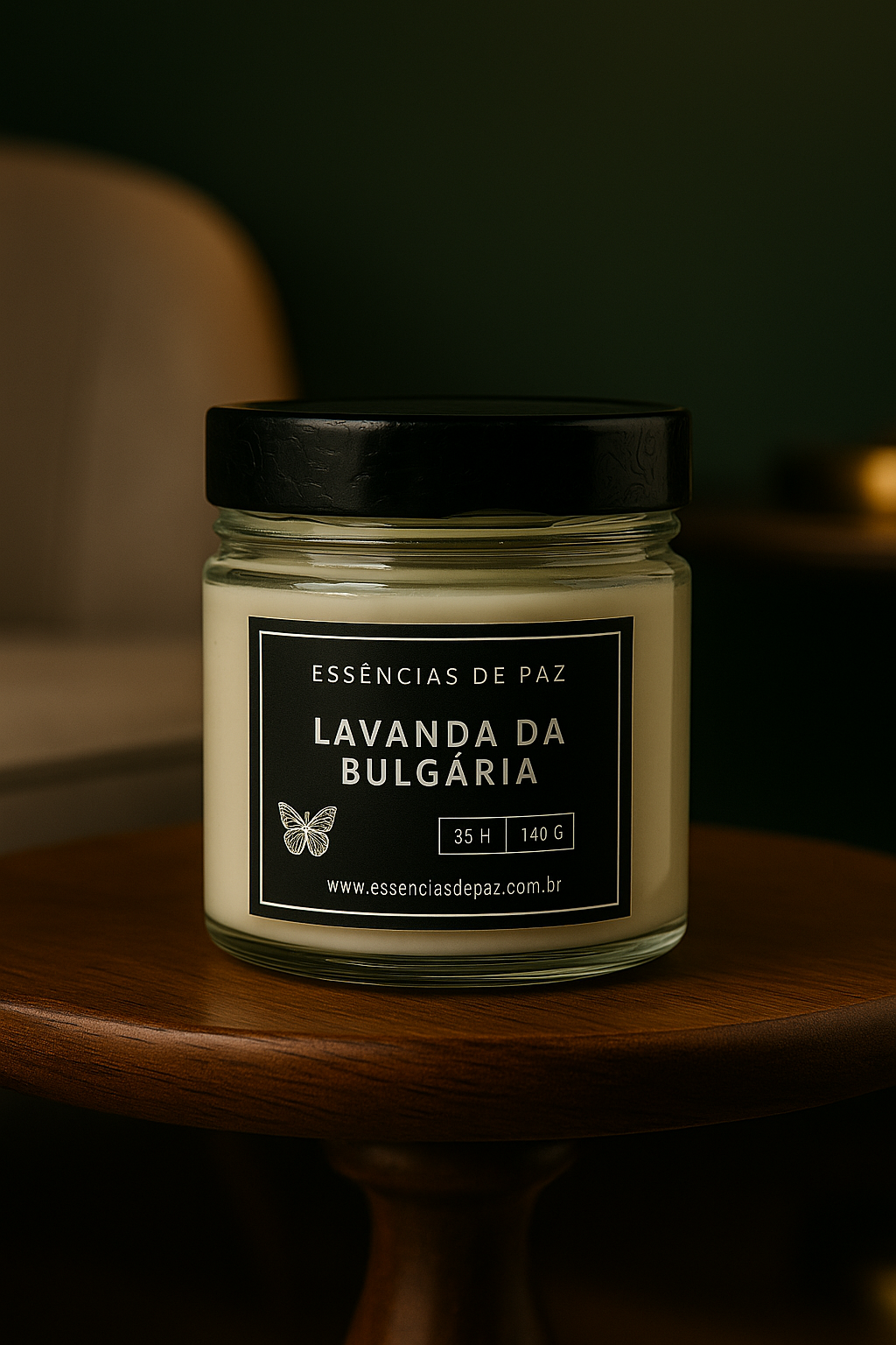 Lavanda da Bulgária – Vela Artesanal Vegana | 140g • 35h de Calma