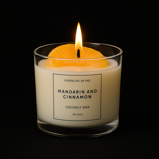 Mandarin and Cinnamon – Vela Artesanal Vegana | 180g • 35h de Aconchego Cítrico