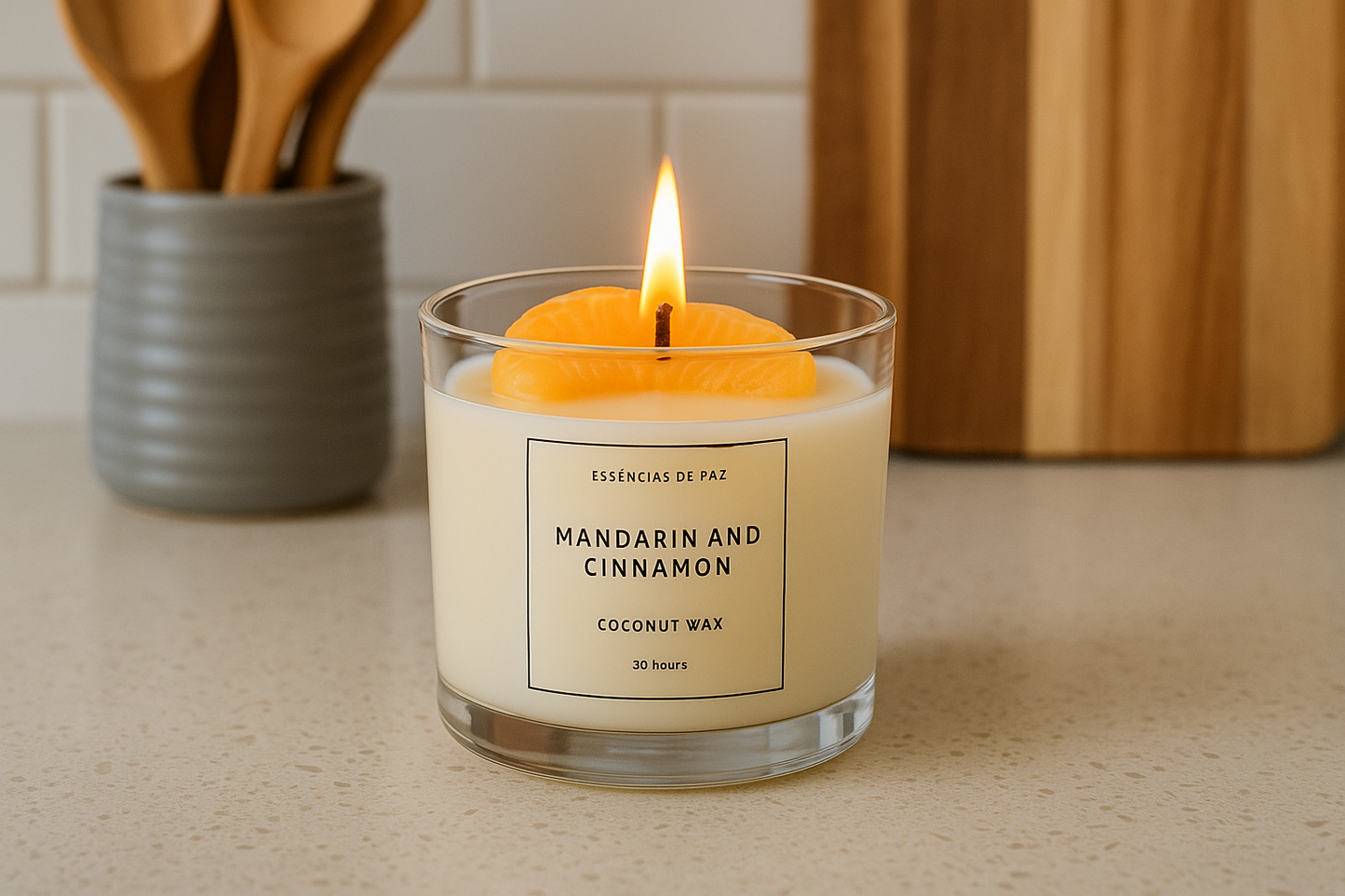 Mandarin and Cinnamon – Vela Artesanal Vegana | 180g • 35h de Aconchego Cítrico