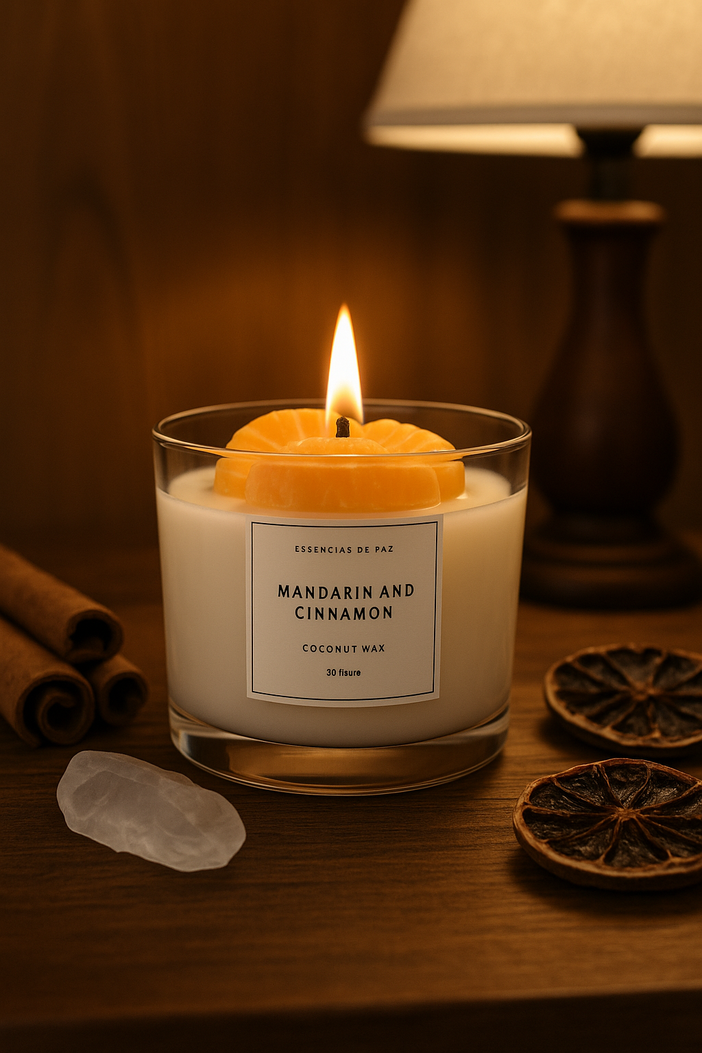 Mandarin and Cinnamon – Vela Artesanal Vegana | 180g • 35h de Aconchego Cítrico