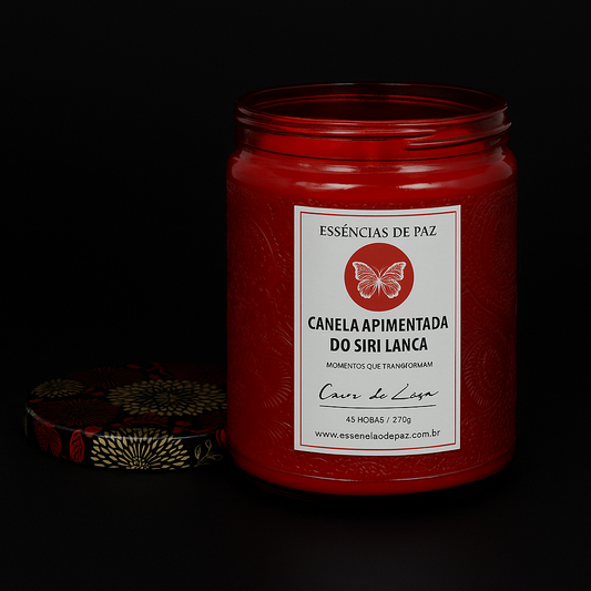 Canela Apimentada do Siri Lanka – Vela Artesanal Vegana | 220g • 45h de Calor Exótico